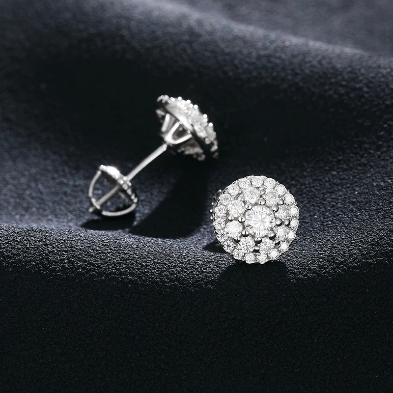 Moissanite Pave Dome and Solitaire Stud Earrings, image 4