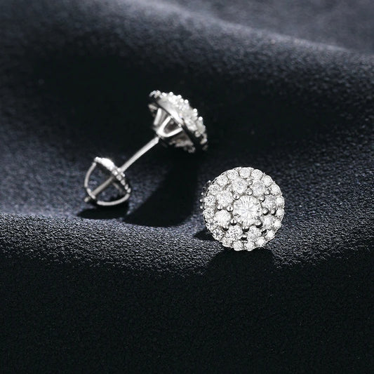 Moissanite Pave Dome and Solitaire Stud Earrings, image 4