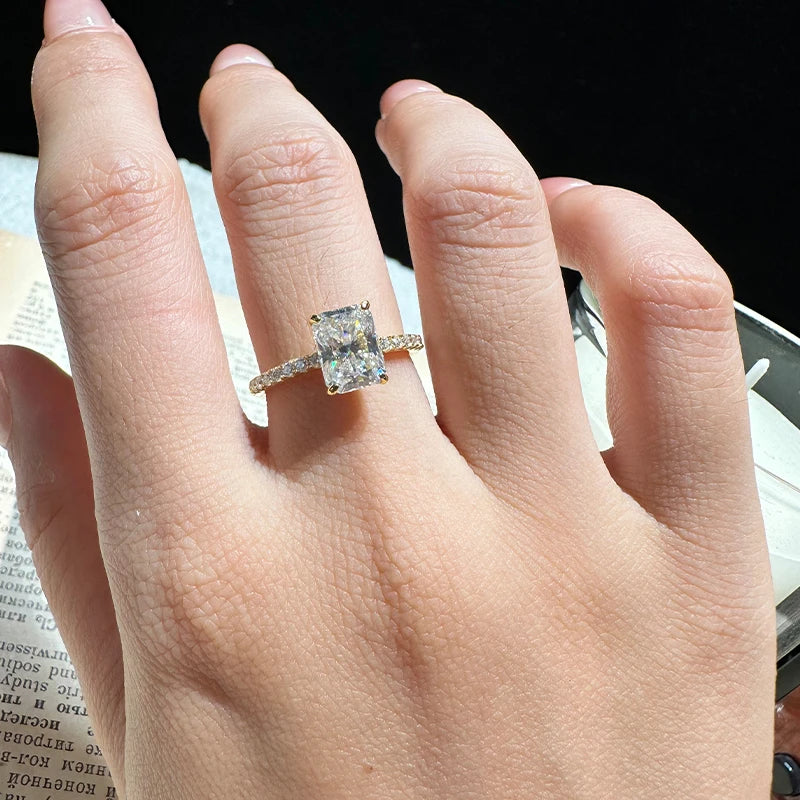 Radiant Cut Moissanite Halo Ring, image 4