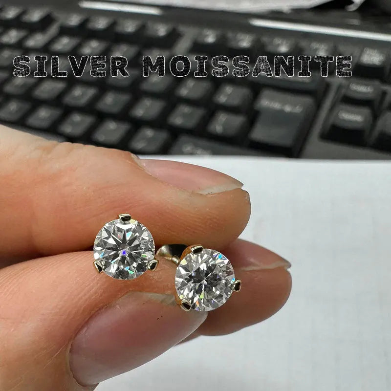Moissanite Three Claw Cluster Stud Earrings, image 6