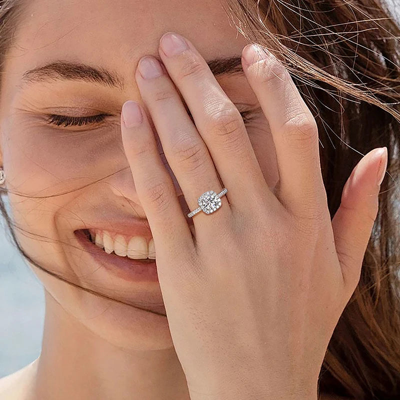 6.5mm 1ct Moissanite Halo Engagement Ring, image 5