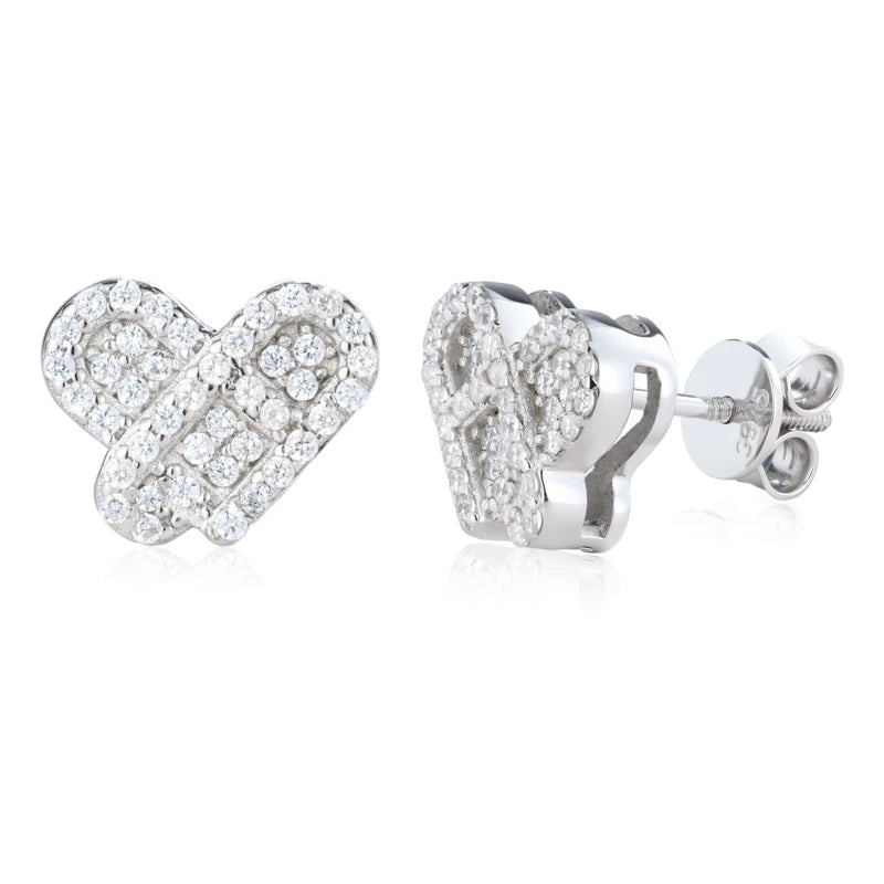 Moissanite Pave Heart Stud Earrings, image 2