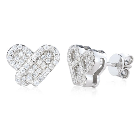 Moissanite Pave Heart Stud Earrings, image 2
