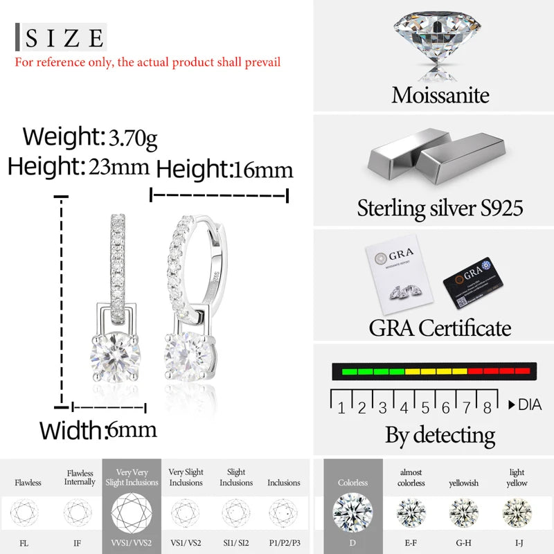 Iced Out Moissanite Drop Huggie Earrings, image 8