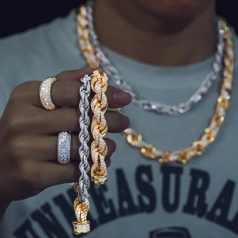 Iced Out Twist Rope Necklace or Bracelet for Men, image 5