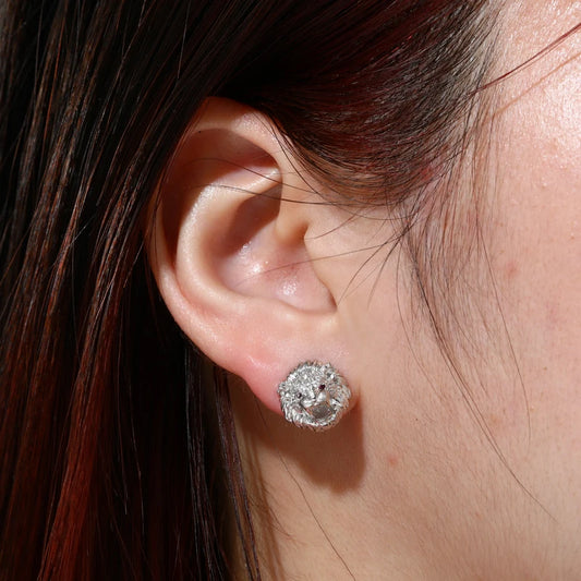 Moissanite Lion Head Stud Earrings for Men, image 5