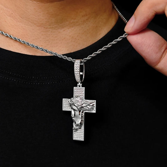 Iced Out Jesus Cross Pendant Necklace for Men, image 6