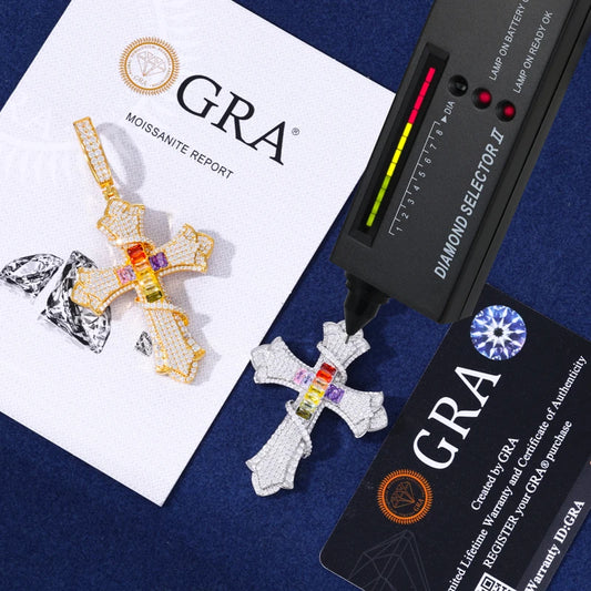 Iced Out Thorn Cross Pendant Necklace for Men, image 3