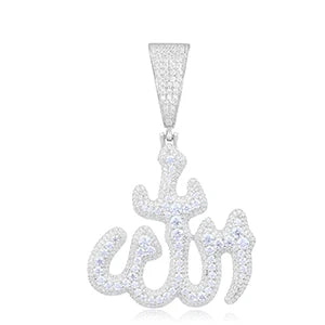 Iced Out Allah Calligraphy Pendant Necklace for Men
