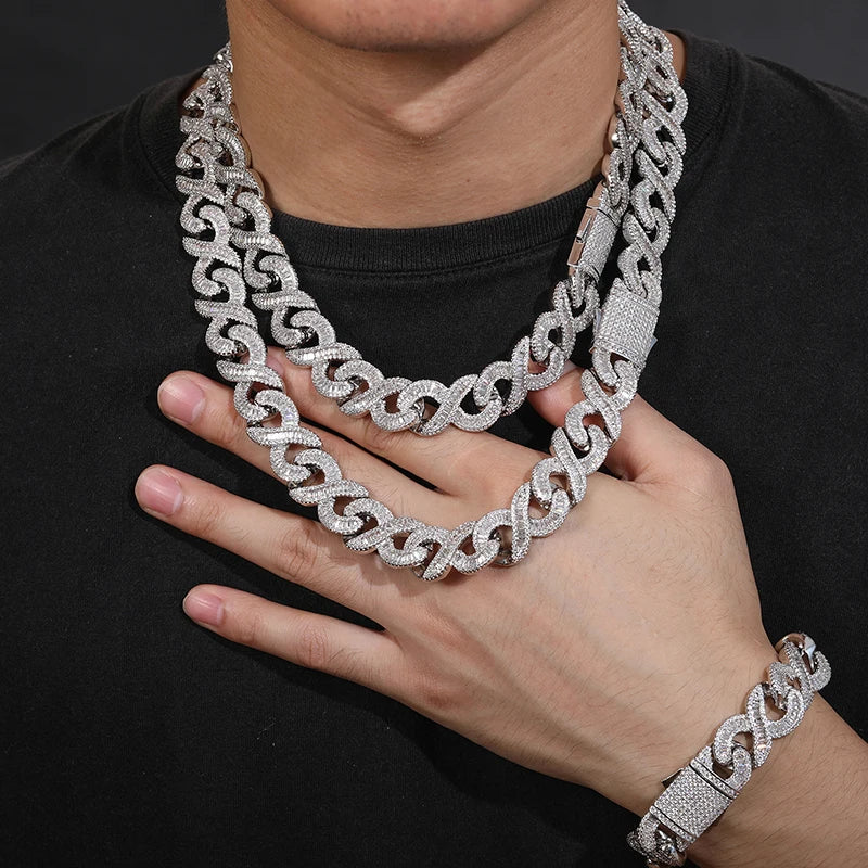 Iced Out Infinity Link Necklace or Bracelet for Men, image 5