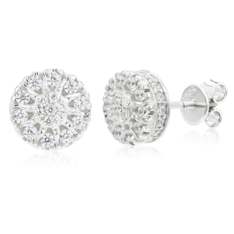 Moissanite Flower Cluster Stud Earrings, image 2