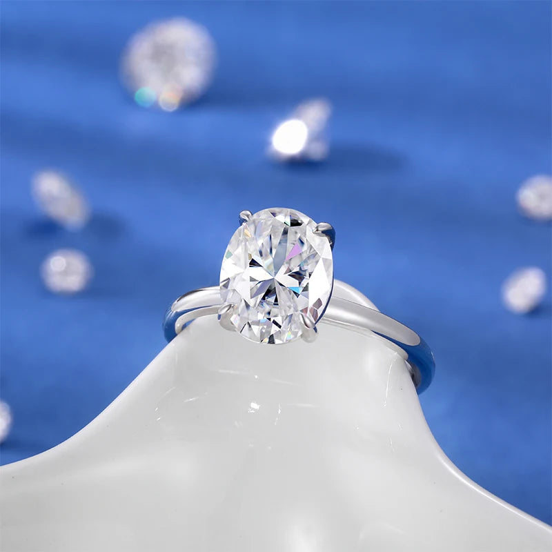 Oval Cut Moissanite Solitaire Ring, image 3