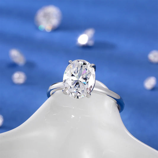 Oval Cut Moissanite Solitaire Ring, image 3