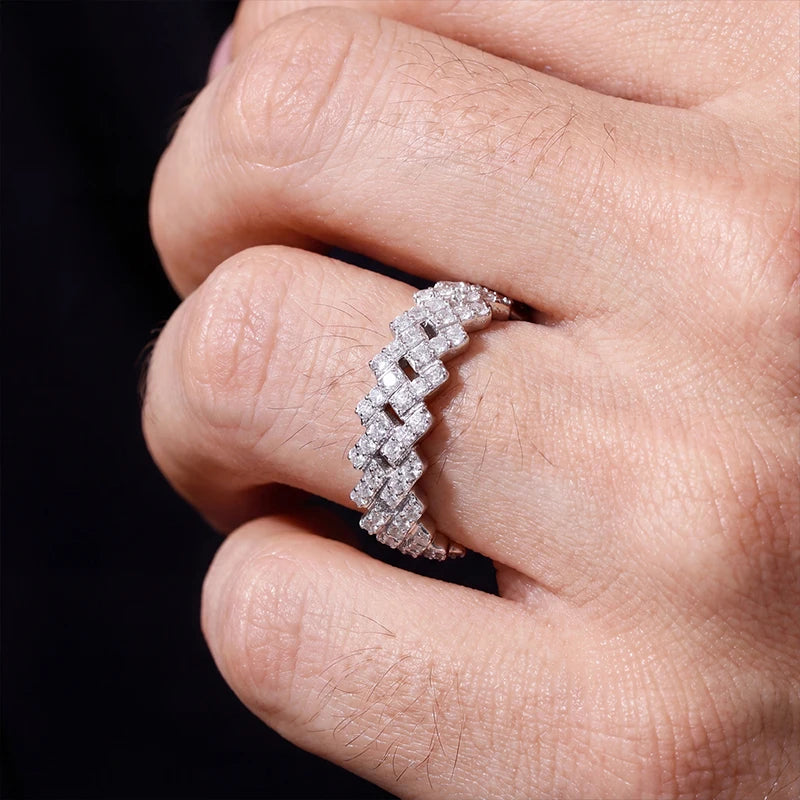 8mm Moissanite Cuban Link Ring for Men, image 6