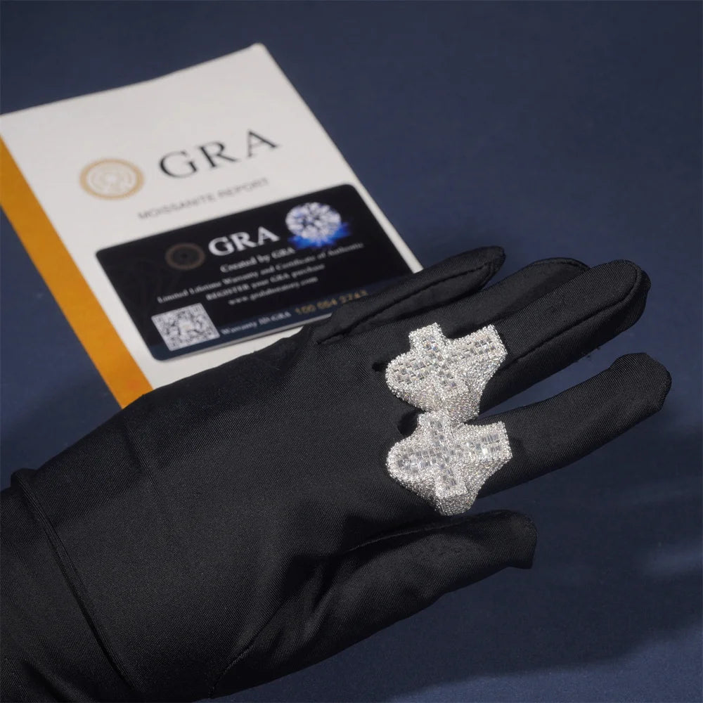 Iced Out Baguette Cross Ring for Men, image 3