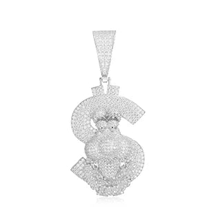 Iced Out Dollar Sign Pendant Necklace for Men