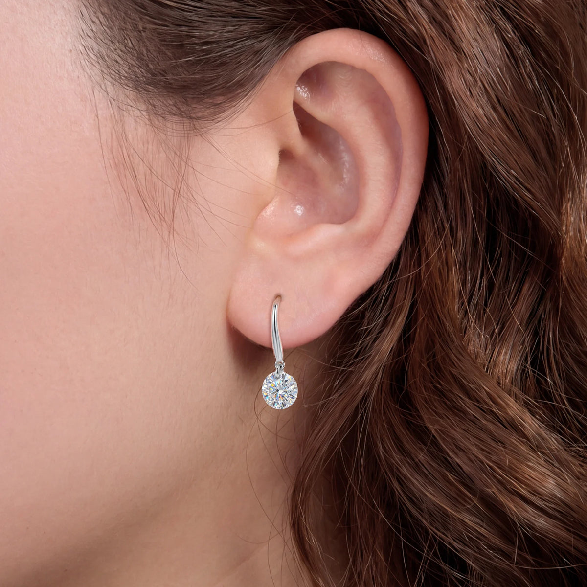 Moissanite U-Shaped Drop Hoop Earrings, image 6