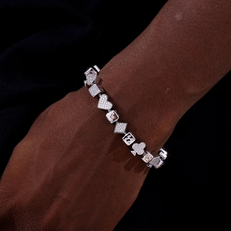 Iced Out Poker Dice Link Bracelet for Men, image 6