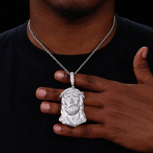 Iced Out Jesus Head Pendant Necklace for Men, image 6