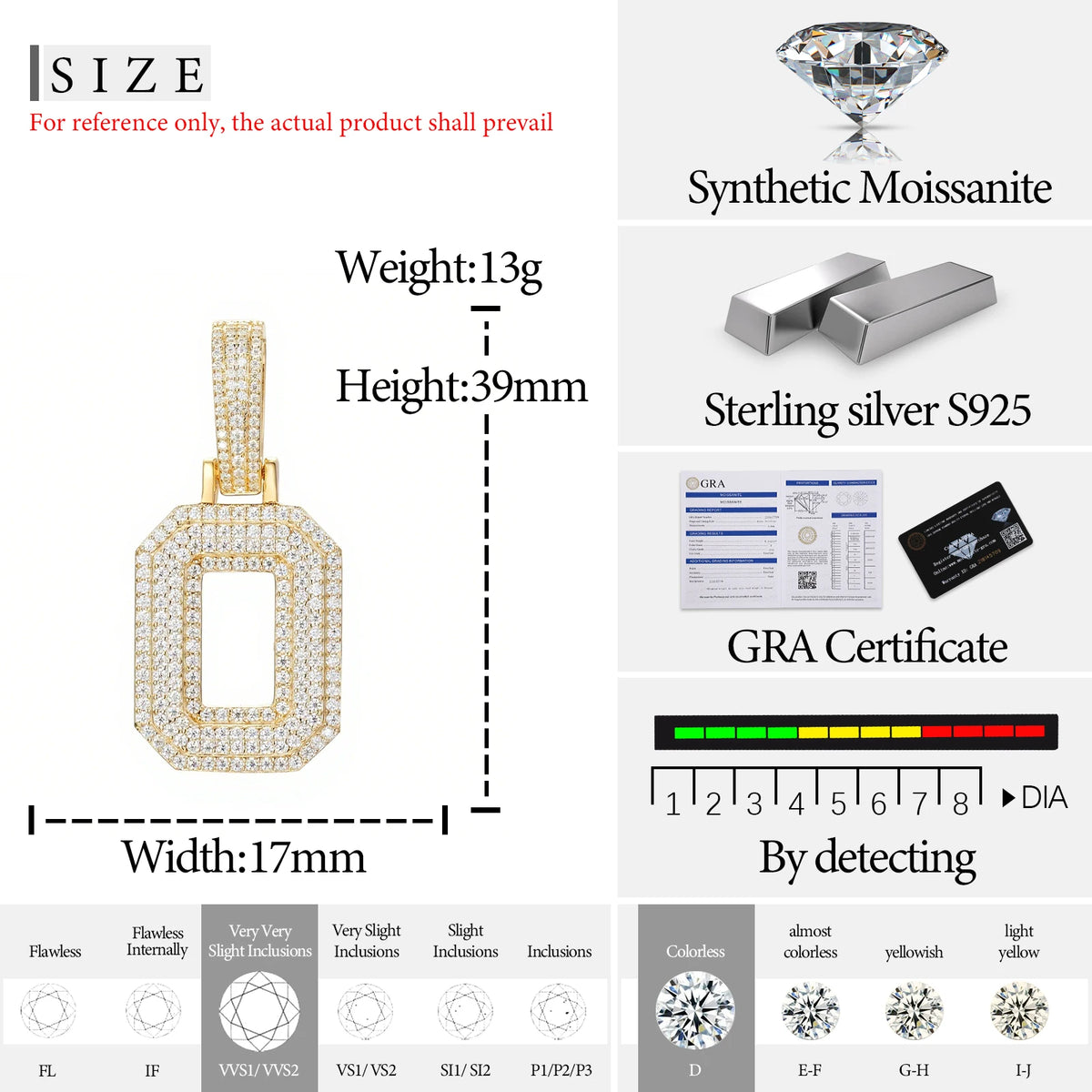 Moissanite Initial Pendant for Men, image 34