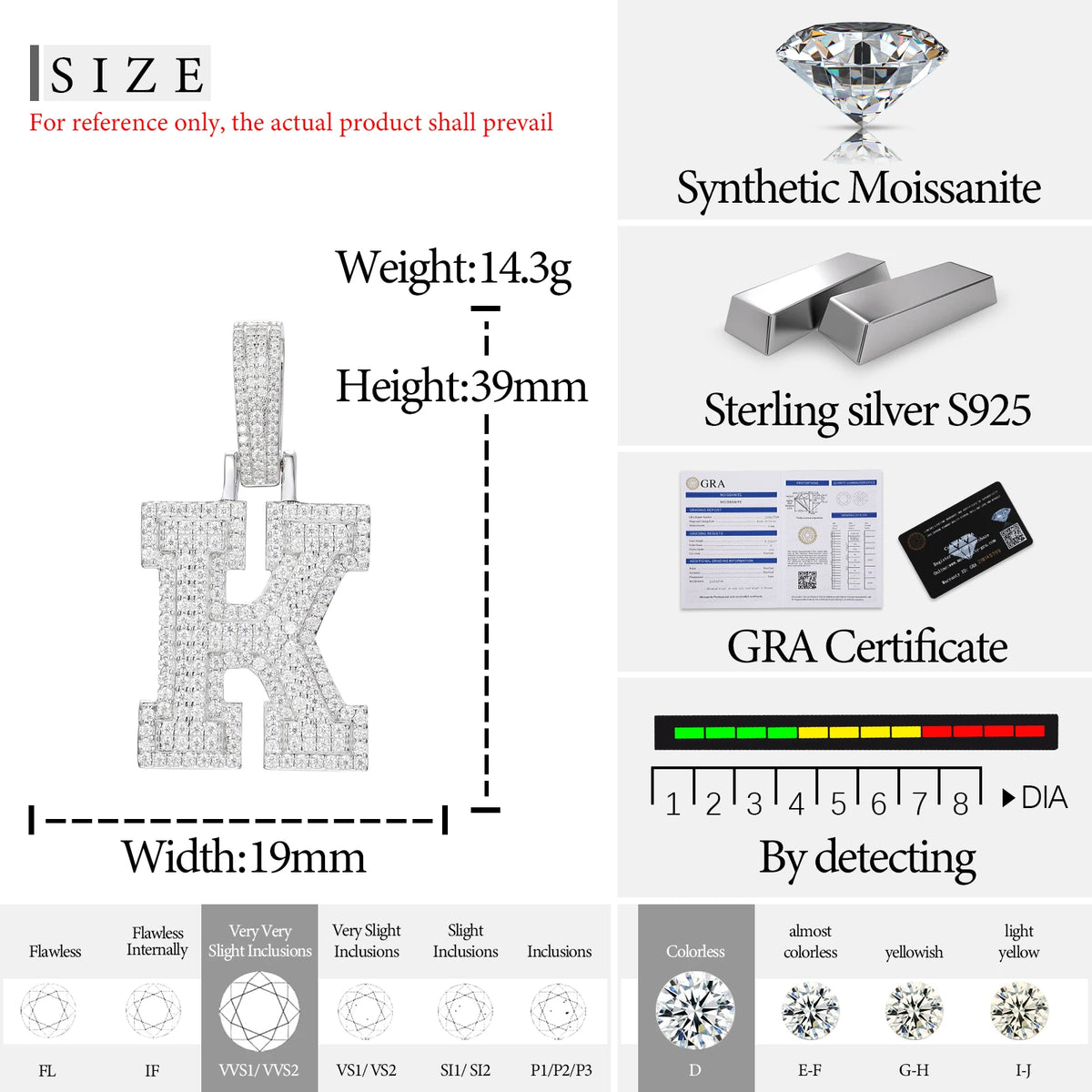 Moissanite Initial Pendant for Men, image 27