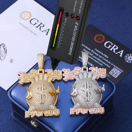 Iced Out Money Bag Pendant Necklace for Men, image 3
