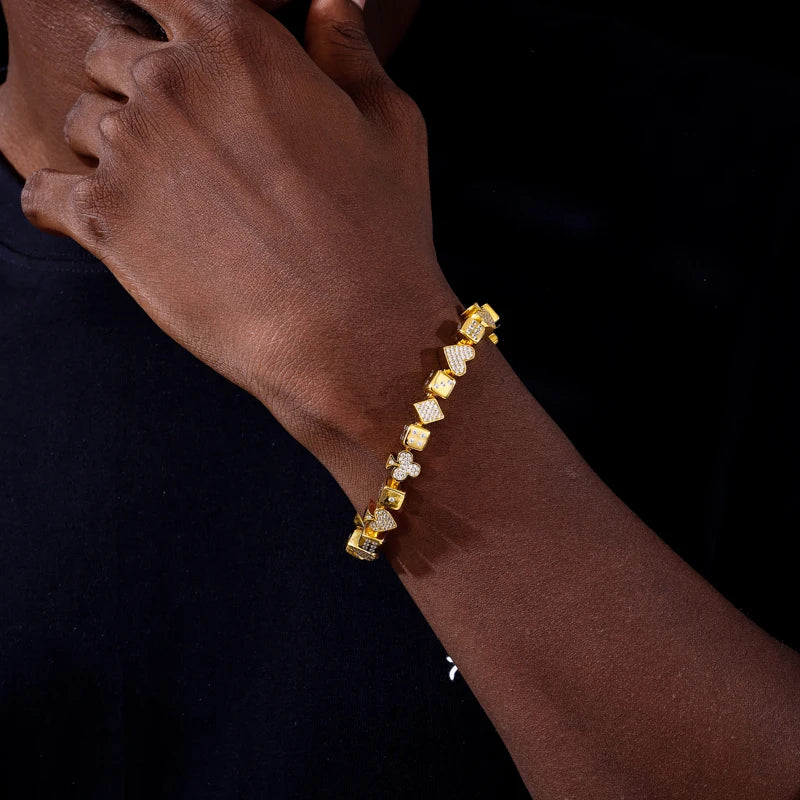 Iced Out Poker Dice Link Bracelet for Men, image 7