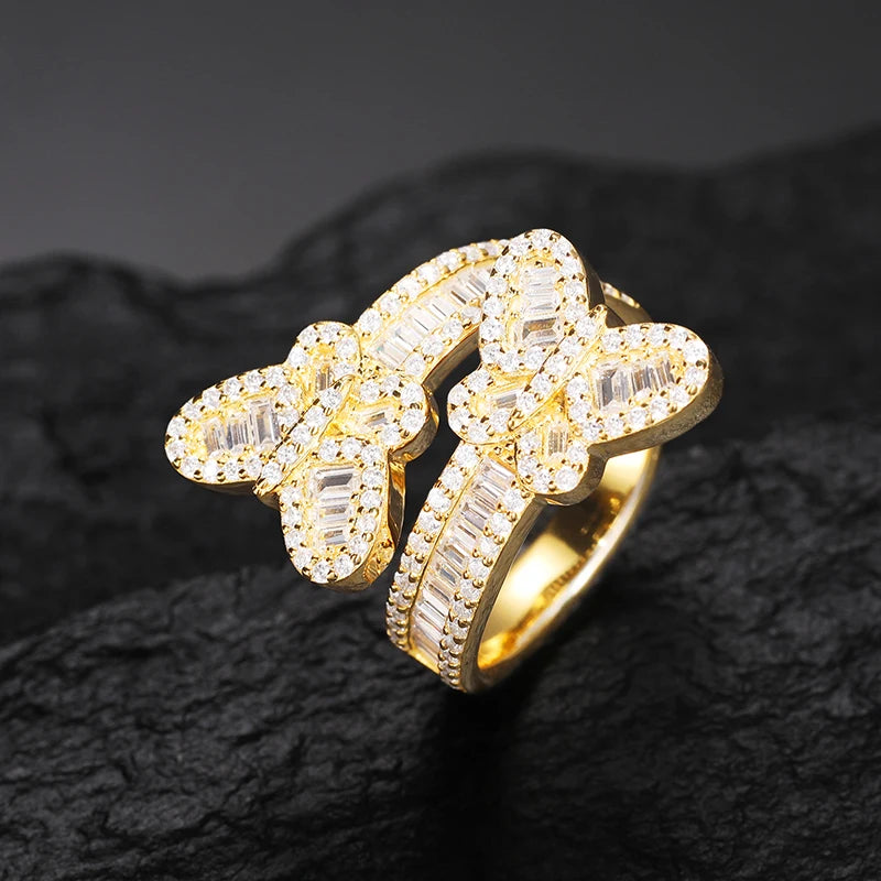 Iced Out Moissanite Butterfly Ring, image 6