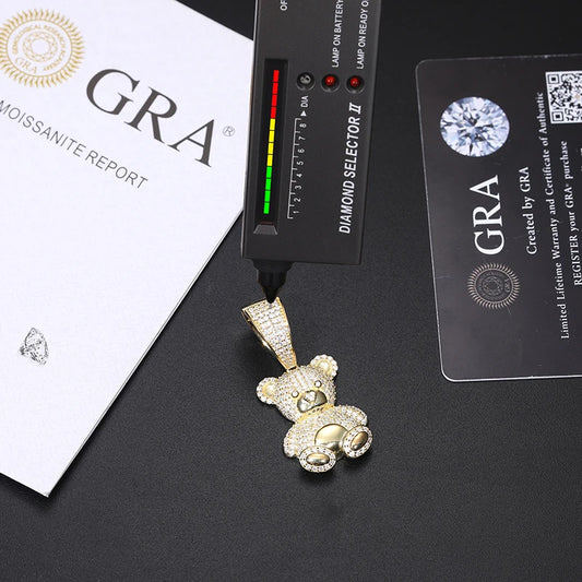 Iced Out Teddy Bear Pendant Necklace, image 3