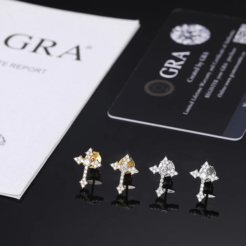 Iced Out Cross Stud Earrings for Men, image 5