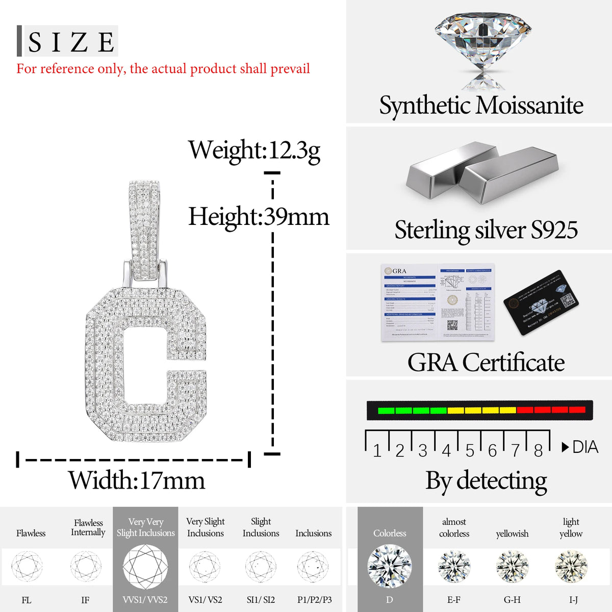 Moissanite Initial Pendant for Men, image 42