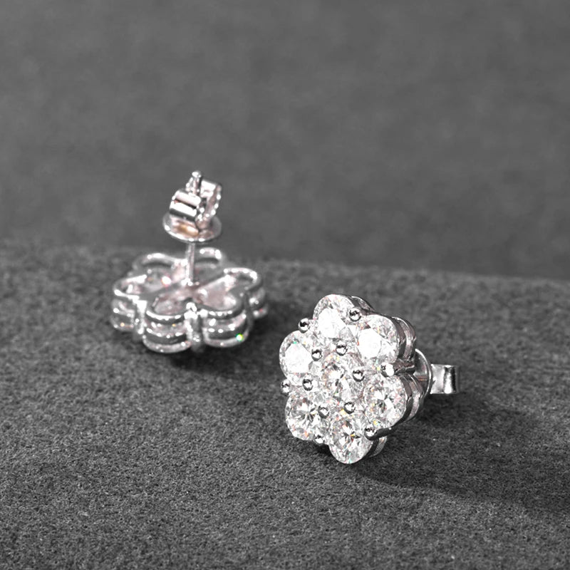 Moissanite Flower Cluster Stud Earrings, image 5