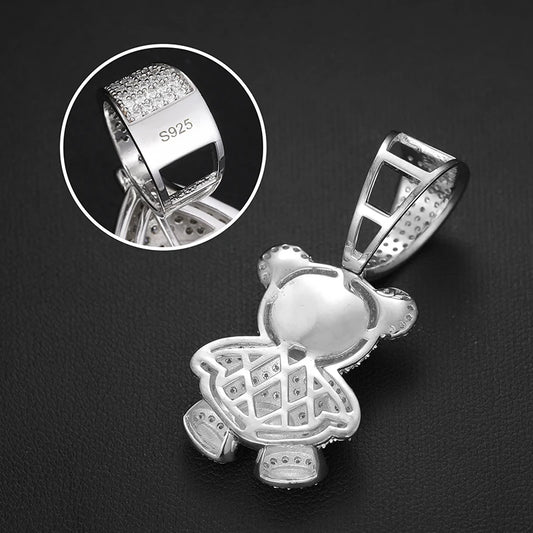 Iced Out Teddy Bear Pendant Necklace, image 4