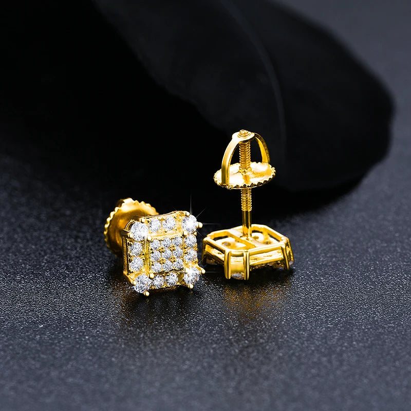 Moissanite Pave Square Stud Earrings