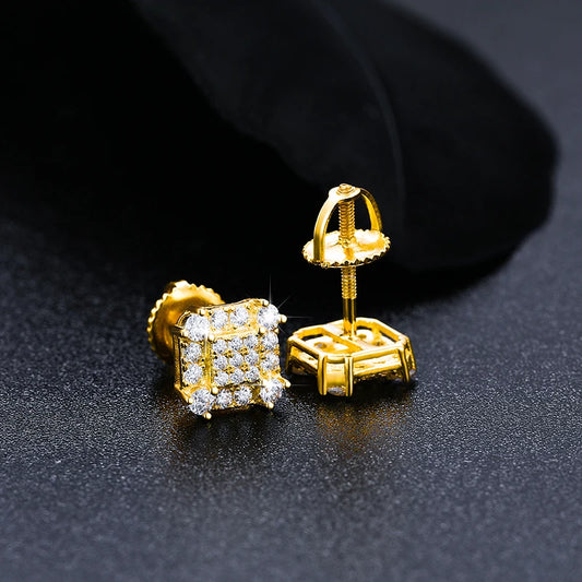 Moissanite Pave Square Stud Earrings
