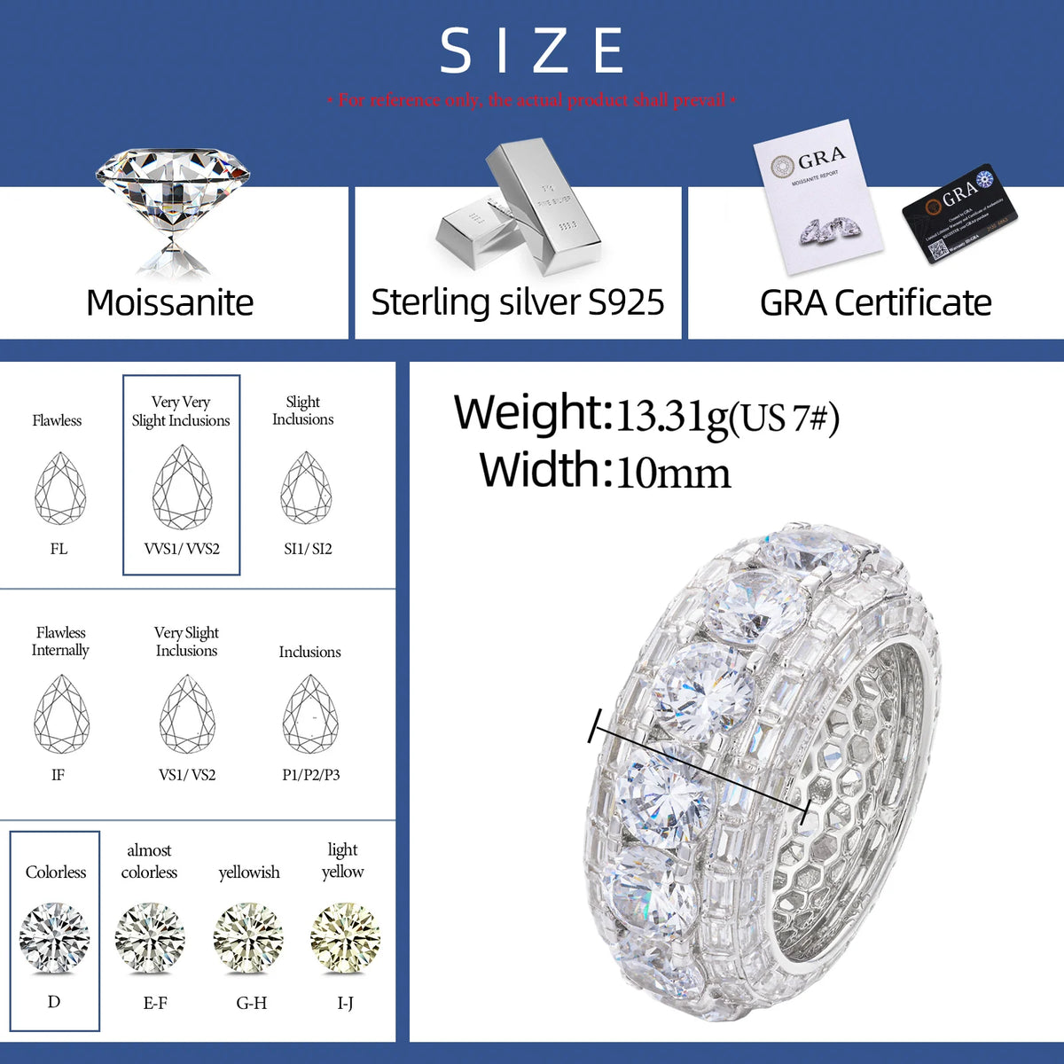 Iced Out Moissanite or Cubic Zirconia Wide Band Ring for Men, image 3