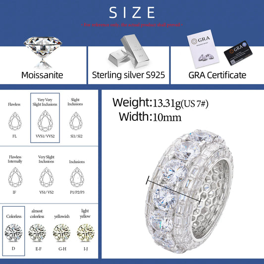 Iced Out Moissanite or Cubic Zirconia Wide Band Ring for Men, image 3