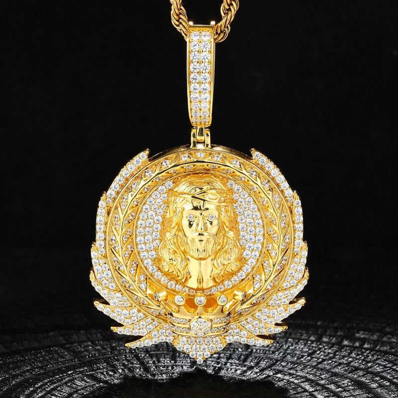 Iced Out Jesus Medallion Pendant for Men, image 8