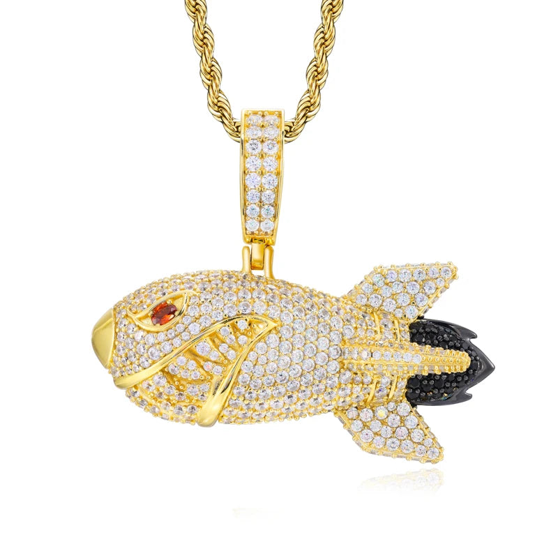 Iced Out Shark Pendant Necklace for Men, image 8
