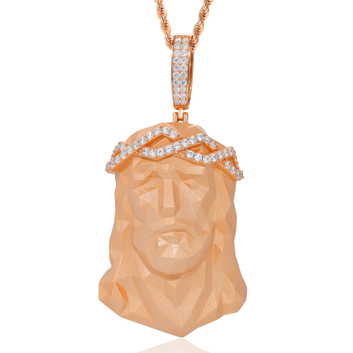 Iced Out Jesus Head Pendant Necklace for Men, image 8