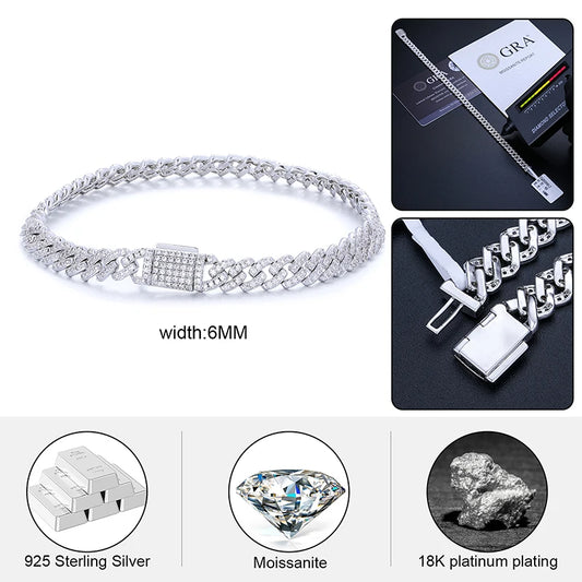 6mm Moissanite Cuban Link Bracelet or Necklace, image 5