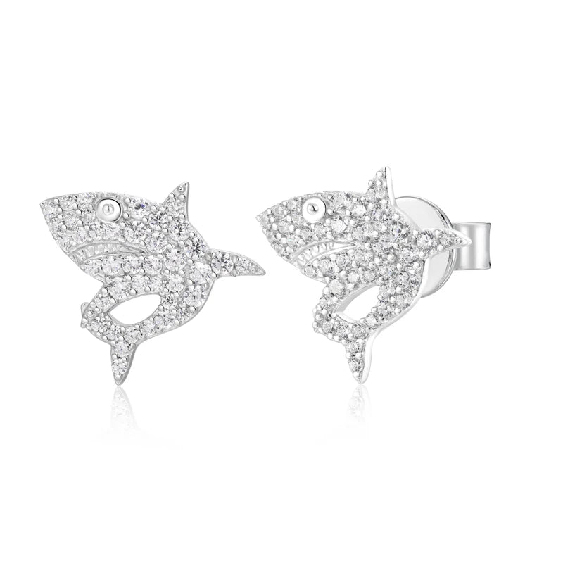 Iced Out Shark Stud Earrings for Men, image 9