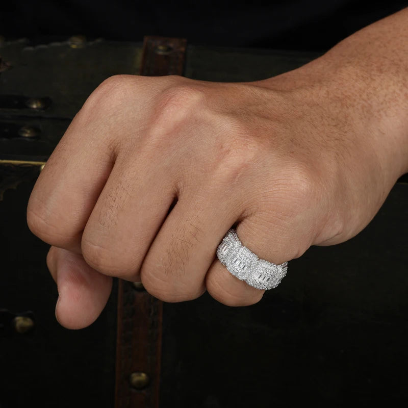 Iced Out Moissanite Wide Band Ring, image 8