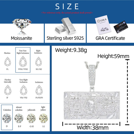Iced Out Dollar Bill Pendant for Men, image 3