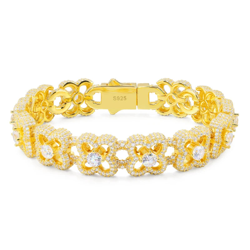 Iced Out Clover Link Bracelet for Men, image 9