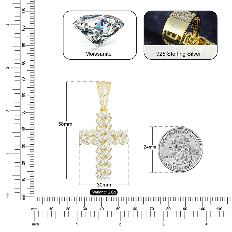 Iced Out Cross Pendant Necklace for Men, image 4