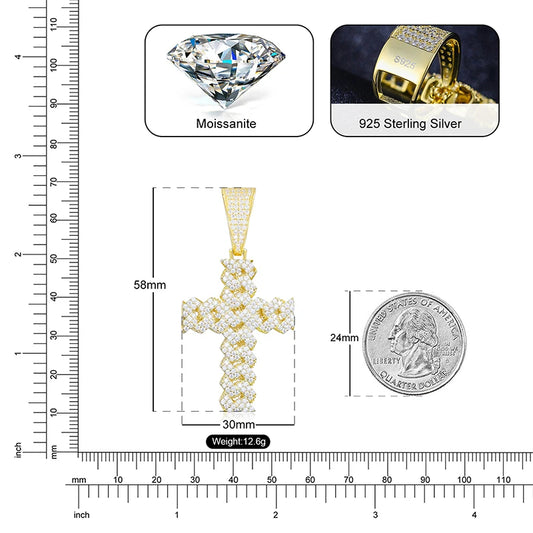 Iced Out Cross Pendant Necklace for Men, image 4
