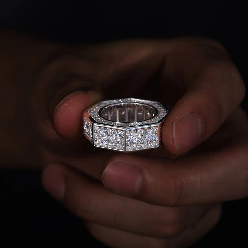 Iced Out Faceted Band Ring for Men, image 7