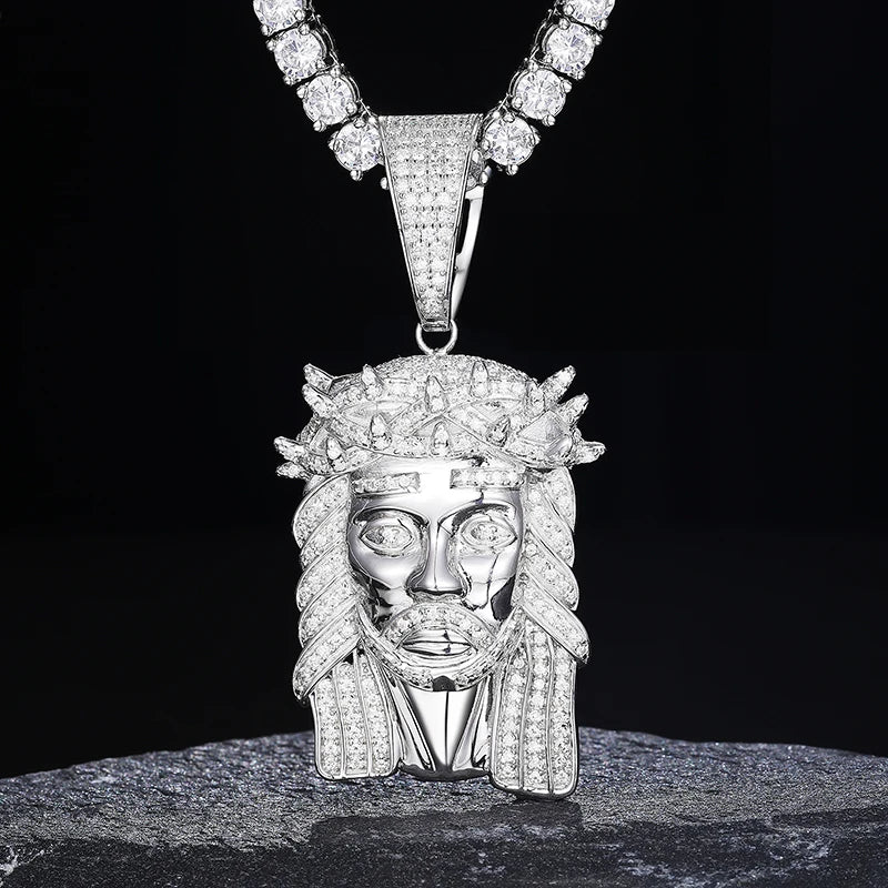 Iced Out Jesus Head Pendant for Men, image 3