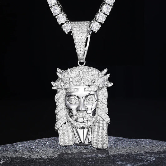 Iced Out Jesus Head Pendant for Men, image 3